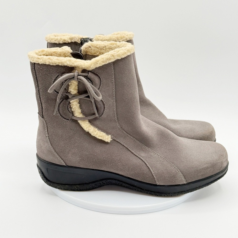 Clarks Angie‎ Madi Suede Zip Boots Size 7.5-Wide Womens Gray